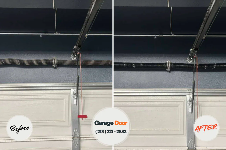 Before and after: garage door spring repair Akron, IA